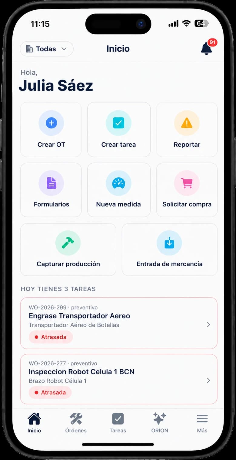 The FluX mobile app showing the day's tasks